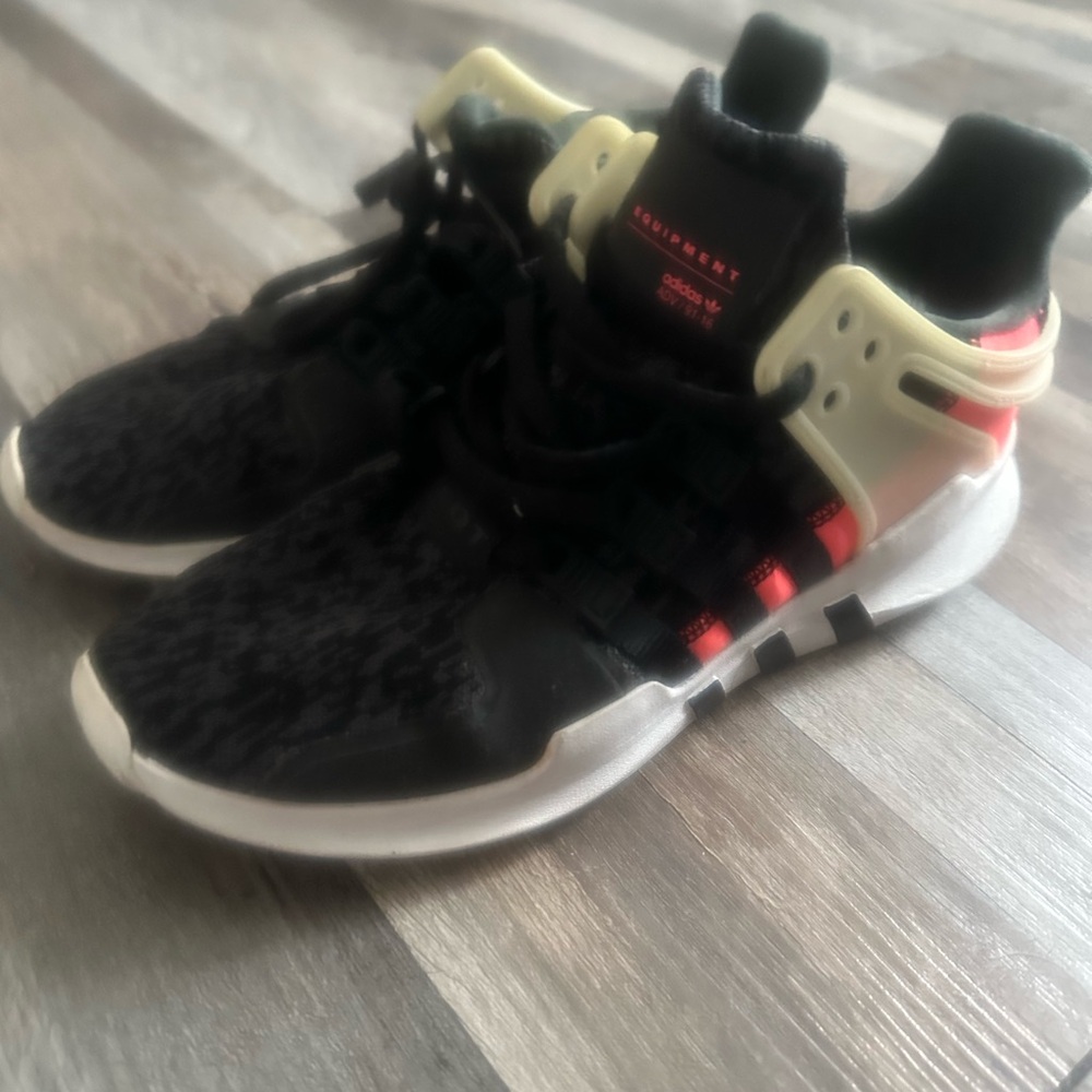 Adidas Black and coral Sneakers